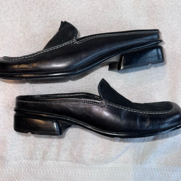 EUC Women’s Size 6M Anne Klein IFlex Leather Slip On Mule Clogs Black - Picture 5 of 8